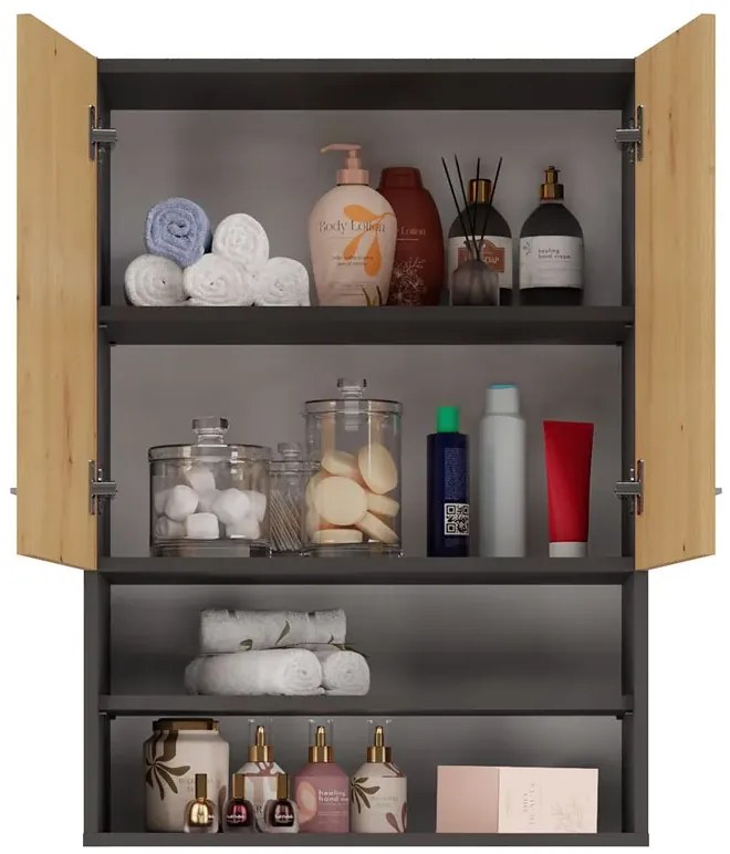 Szafka łazienkowa wisząca antracyt + dąb artisan M5-R86