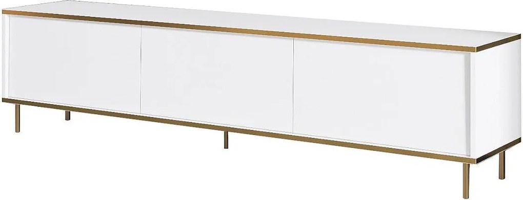 Elegancka szafka pod telewizor – 180 cm – Biało-złota – Płyta wiórowa pokryta melaminą