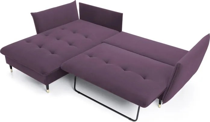 Narożnik GLAM Lewostronny z funkcją spania, zestaw z poduszkami wolnostojący tkanina RIVIERA 69 Fioletowy DOMO HOME