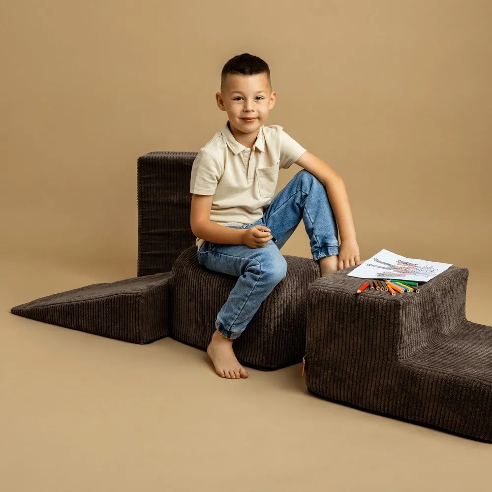 Sztruksowy piankowy plac zabaw 5 szt. w kolorze khaki wysokość 30 cm 250x45 cm Montessori – Meowbaby