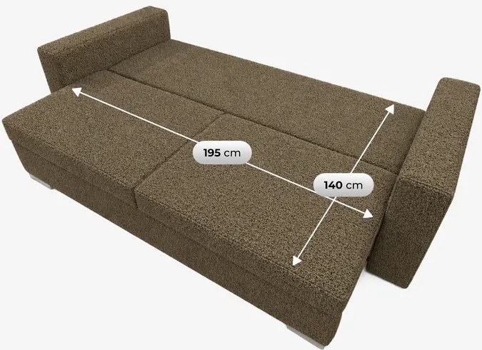 Sofa z Funkcją Spania DRAVOS Brązowa Boucle Japandi