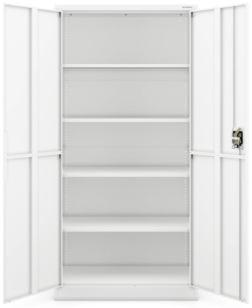 Biurowa szafa metalowa JAN, 900 x 1850 x 400 mm, Smart: biała