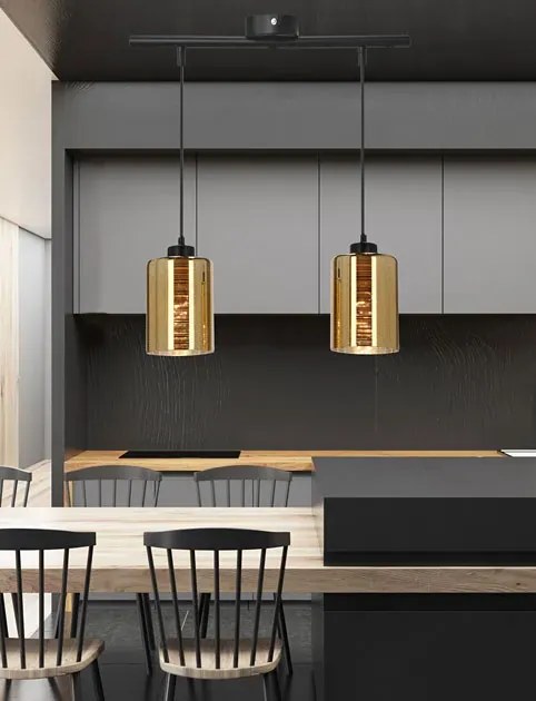 Złota szklana podwójna lampa wisząca - D265 B8-G44