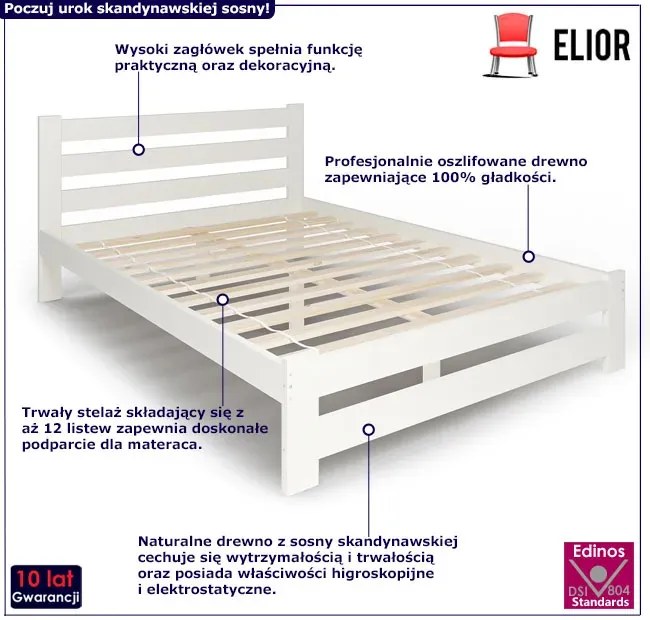 Białe podwójne drewniane łóżko 120x200 - Lids 3X