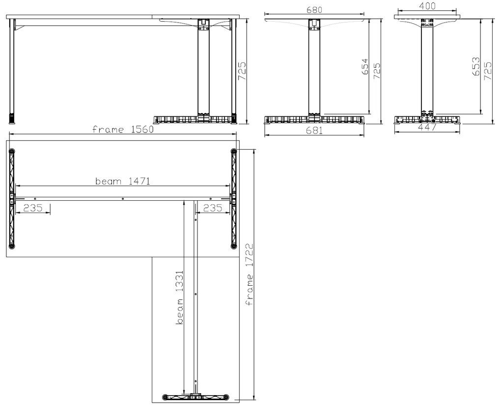 Biurko PRIMO BETA L, 1600 x 1800 mm, podstawa biała, buk