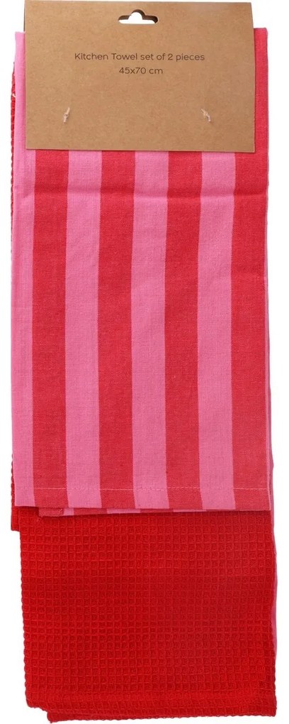 Ściereczka kuchenna różowa, 45 x 70 cm, zestaw 2szt.
