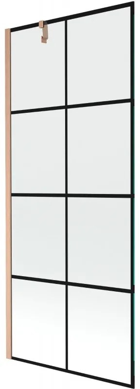 Mexen Next parawan nawannowy 1-skrzydłowy 80 x 150 cm, czarny wzór, miedź szczotkowana - 895-080-000-00-77-65