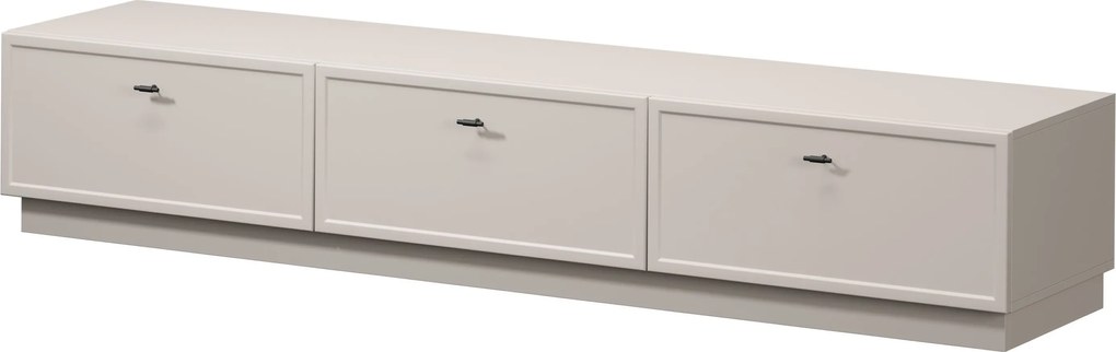 Szafka RTV Lorini 200 cm z szufladami - kaszmir / czarne uchwyty T-bar