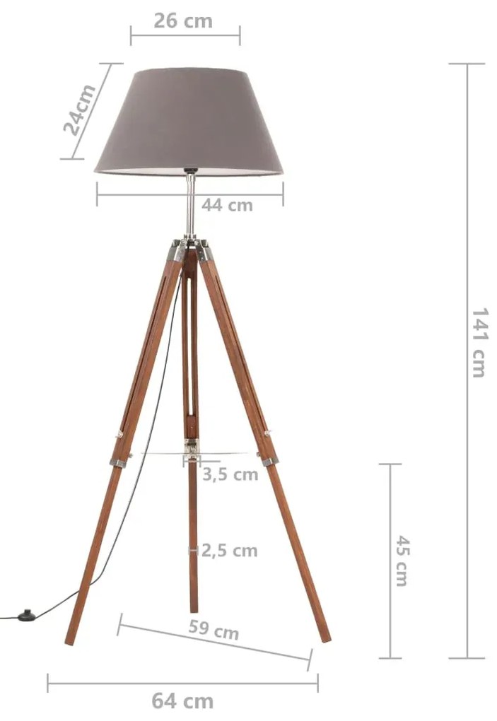 Brązowo-szara drewniana lampa podłogowa stojąca - 10X EX199 A6-K90