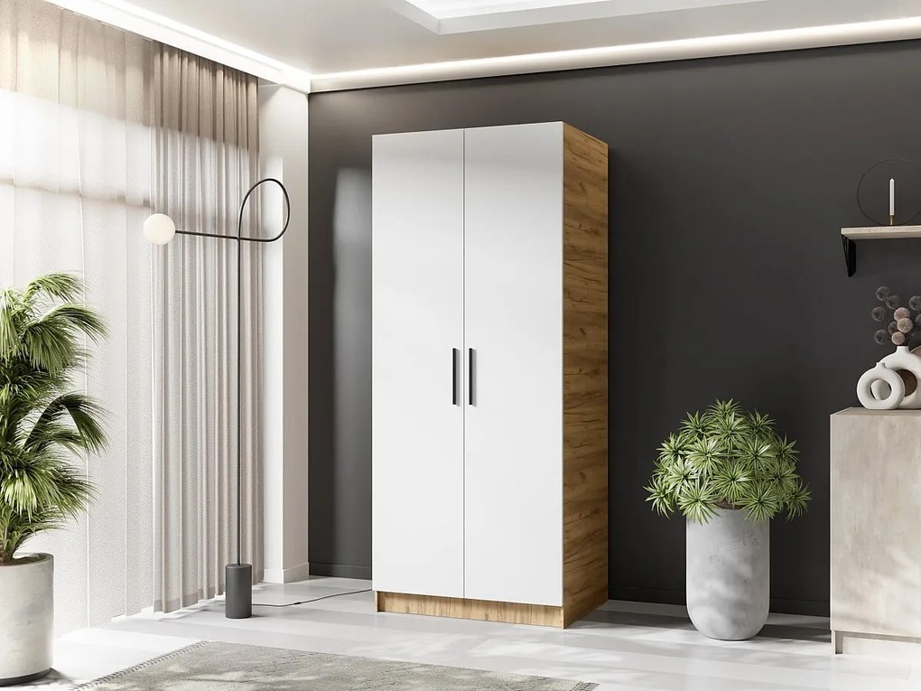 Szafa dwudrzwiowa GOLD 2D 78 dąb craft złoty + biały