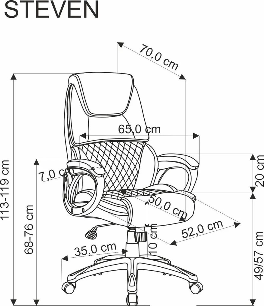 Czarno-szary fotel gabinetowy z ekoskóry Steven Halmar