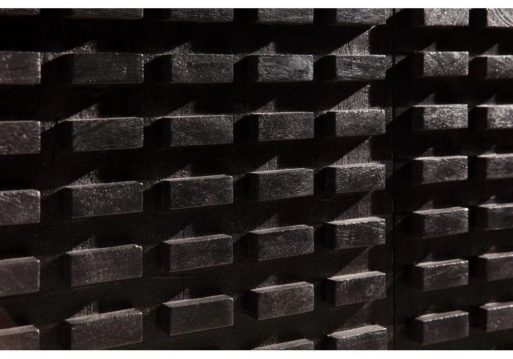 Czarna komoda z litego drewna mango 200x80x40 cm Inaya – MOME