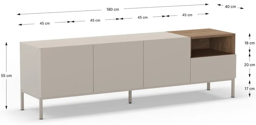 Kremowa szafka pod TV 180x55 cm Cailin – Marckeric