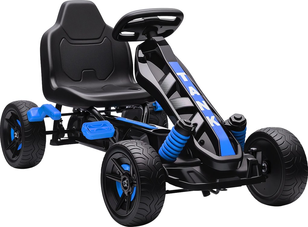 AIYAPLAY Gokart z pedałami, Tretauto dla dzieci z hamulcem, antypoślizgowe koła, rama metalowa, 3-6 lat, Niebieski