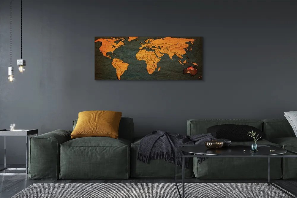 Obraz na płótnie Złota Mapa Świata