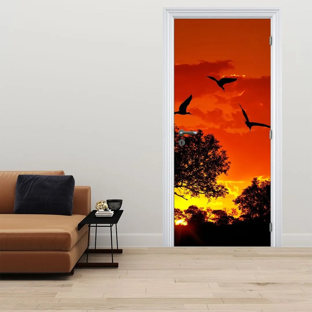Fototapeta  na drzwi - Ptaki o zachodzie Słońca (95x205cm)