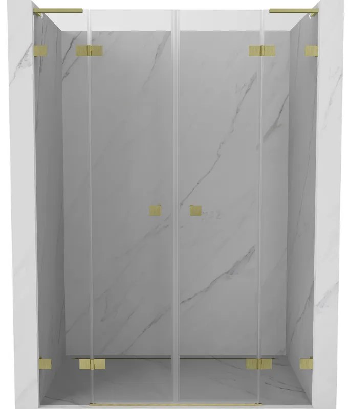 Mexen Lunar L Duo drzwi prysznicowe uchylne 140 cm, transparent, złote szczotkowane - 834DL-140-000-55-00