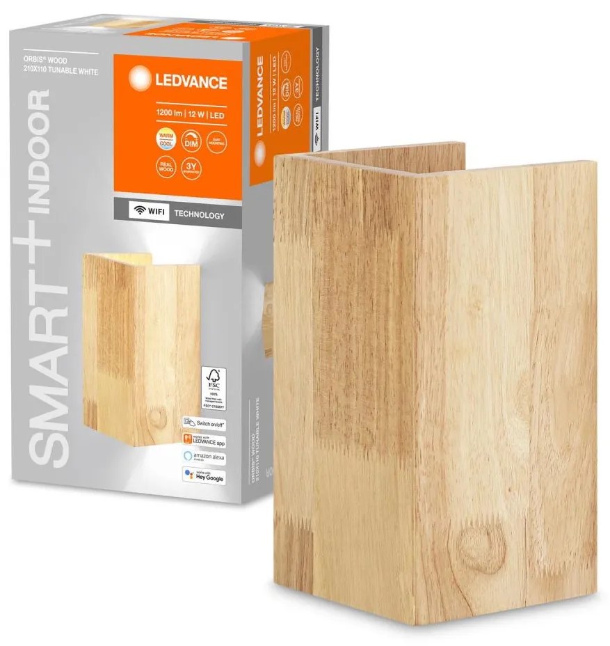 Ledvance - LED Ściemniany kinkiet SMART+ WOOD LED/12W/230V Wi-Fi