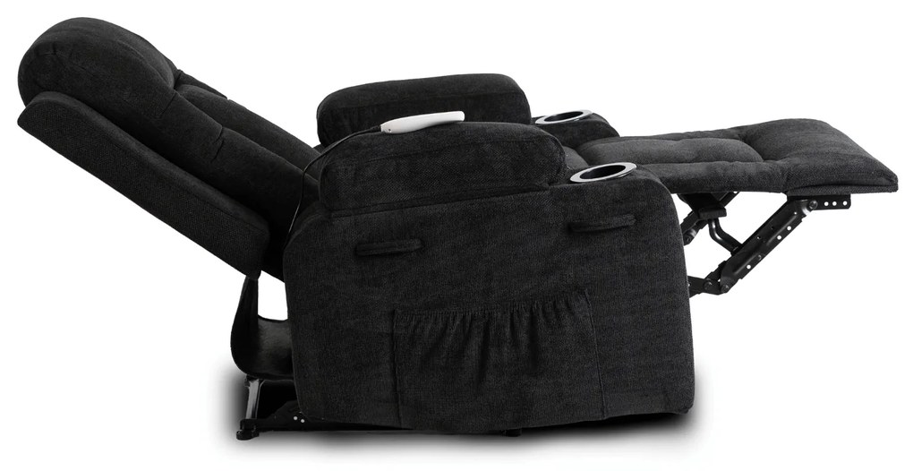 Fotel Masujący BOX 2 Rozkładany z Podnóżkiem Czarny Nowoczesny