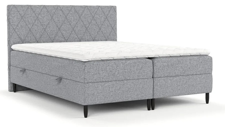 Szare łóżko boxspring ze schowkiem 180x200 cm Gwen – Maison de Rêve
