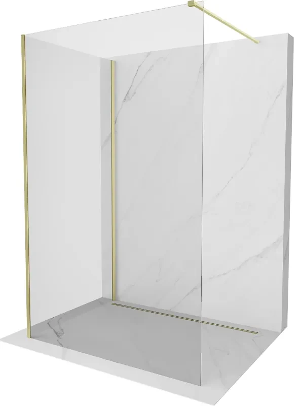 Mexen Kioto ścianka prysznicowa Walk-in 135 x 110 cm, transparent, złota szczotkowana - 800-135-212-55-00-110