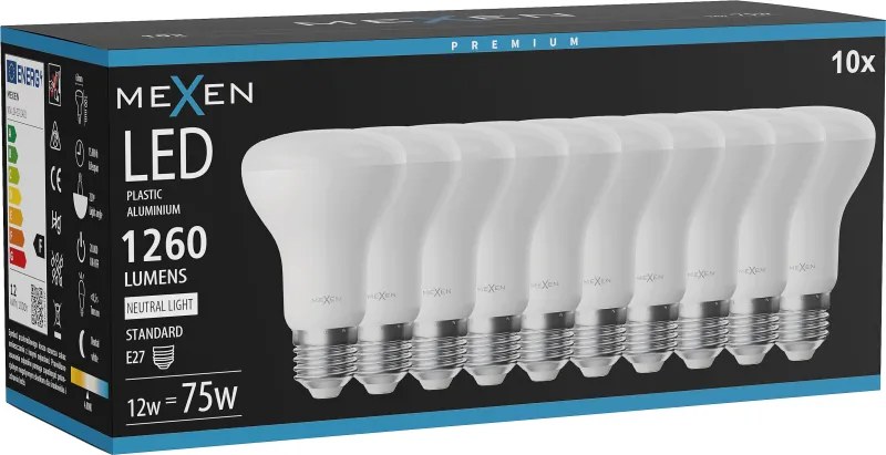 Mexen Nova 10x żarówka LED E27, R63, 12W, Neutralna - 4000K, 1260 lm - L104-E27-1240-01x10