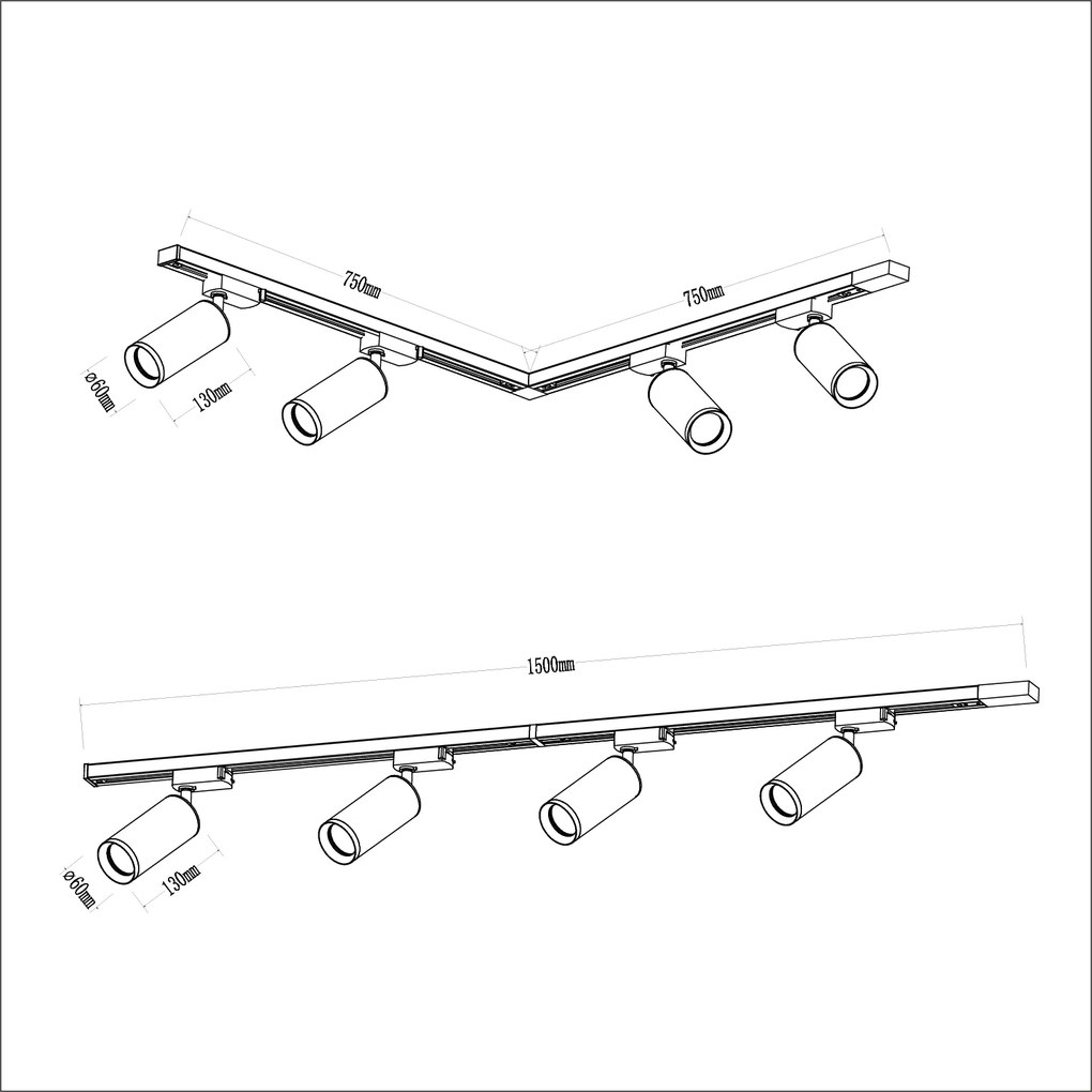 Zestaw Mica Track Złoty 4xGU10 1,5m