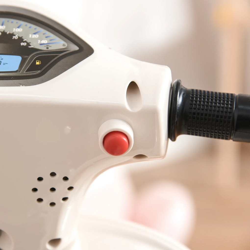 VESPA elektryczny motocykl dla dzieci Biały pojazd dla maluchów 3-6 lat Zabawka na akumulator | Aosom PL