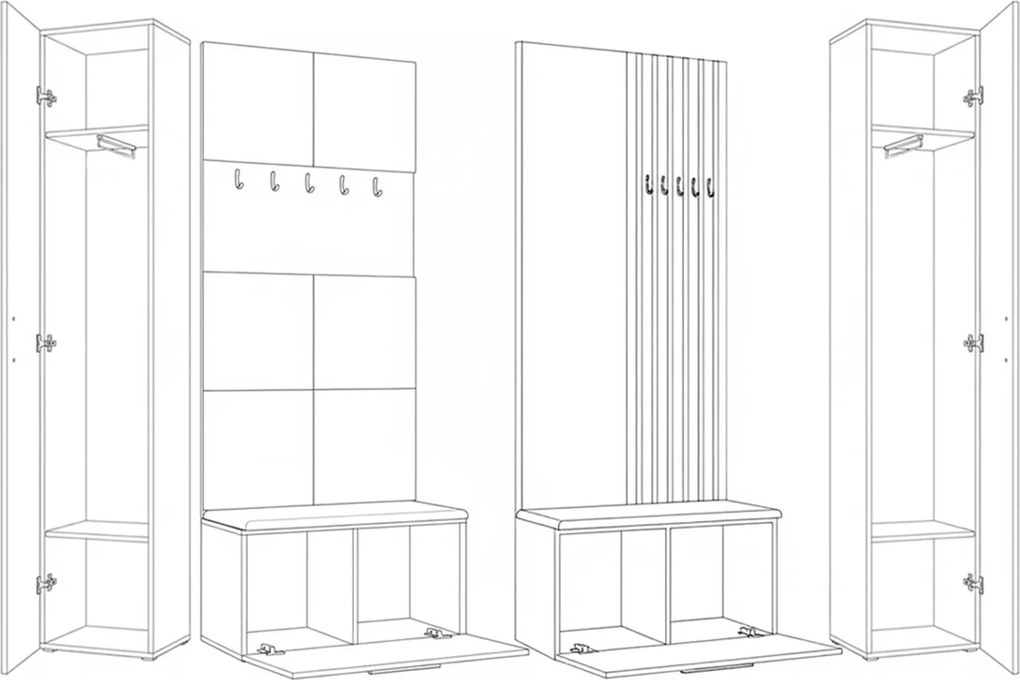 Masseno Garderoba MODULO 241,2/204/40 cm do Przedpokoju Nowoczesna Szara