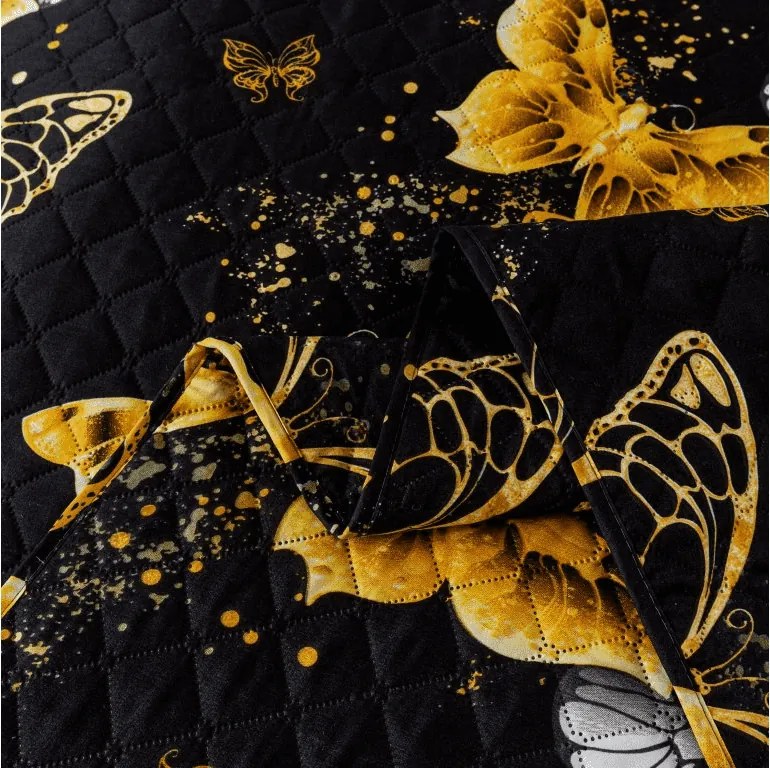 Narzuta na łóżko GOLD BUTTERFLY czarny Rozmiar: 170 x 210 cm