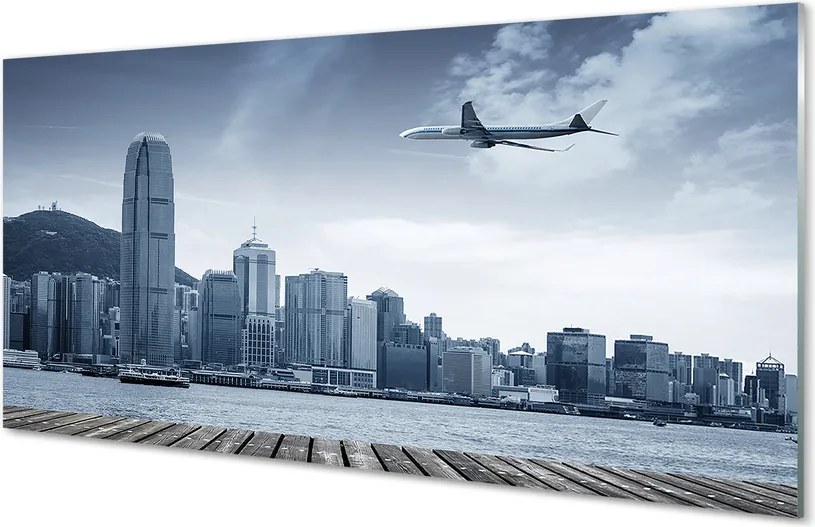 Panel nad Blat Kuchenny Samolot nad Miejskimi Chmurami