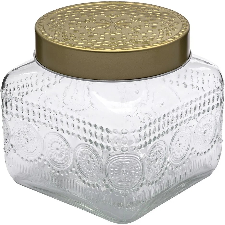 Altom Zestaw szklanych pojemników z złotą pokrywką Daisy 1,3 l, 4 szt., 1,3 l
