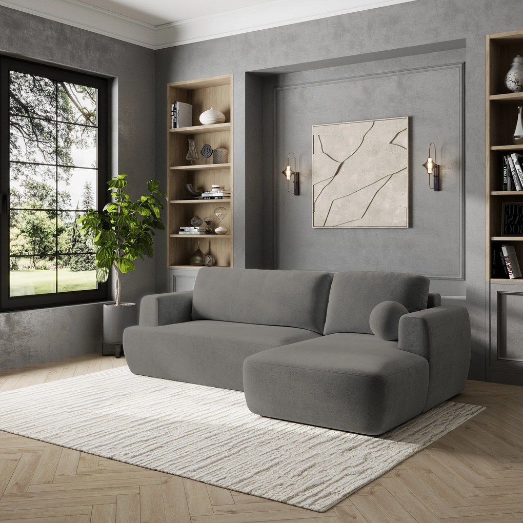 Masseno Narożnik SENTI z funkcją spania i pojemnikiem na pościel Narozniki L, Rozkładana sofa - Szary, KRONOS 15
