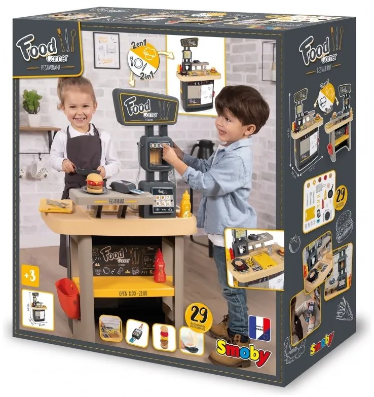 Smoby restauracja bar dla dzieci 2w1 kuchnia jadalnia akcesoria
