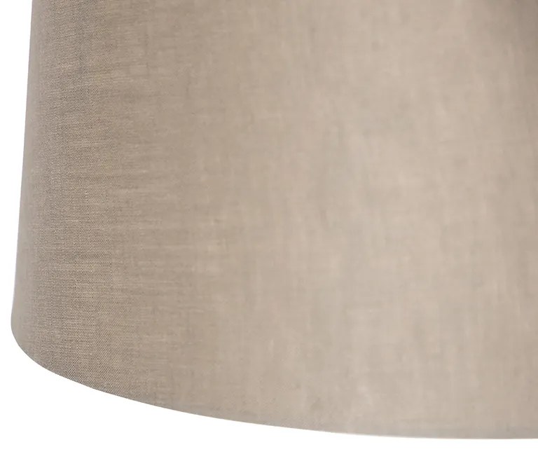 Stalowa lampa wisząca z abażurami z lnu w kolorze taupe 35 cm 2-światłowa - BlitzWiejski/ Rustykalny / Vintage Oswietlenie wewnetrzne