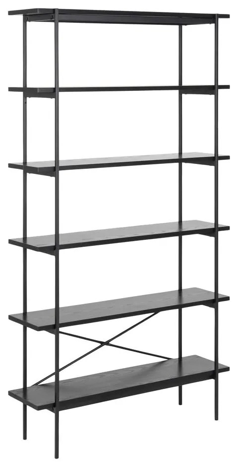 Czarny regał w dekorze jesionu 94x172 cm Angus – Actona