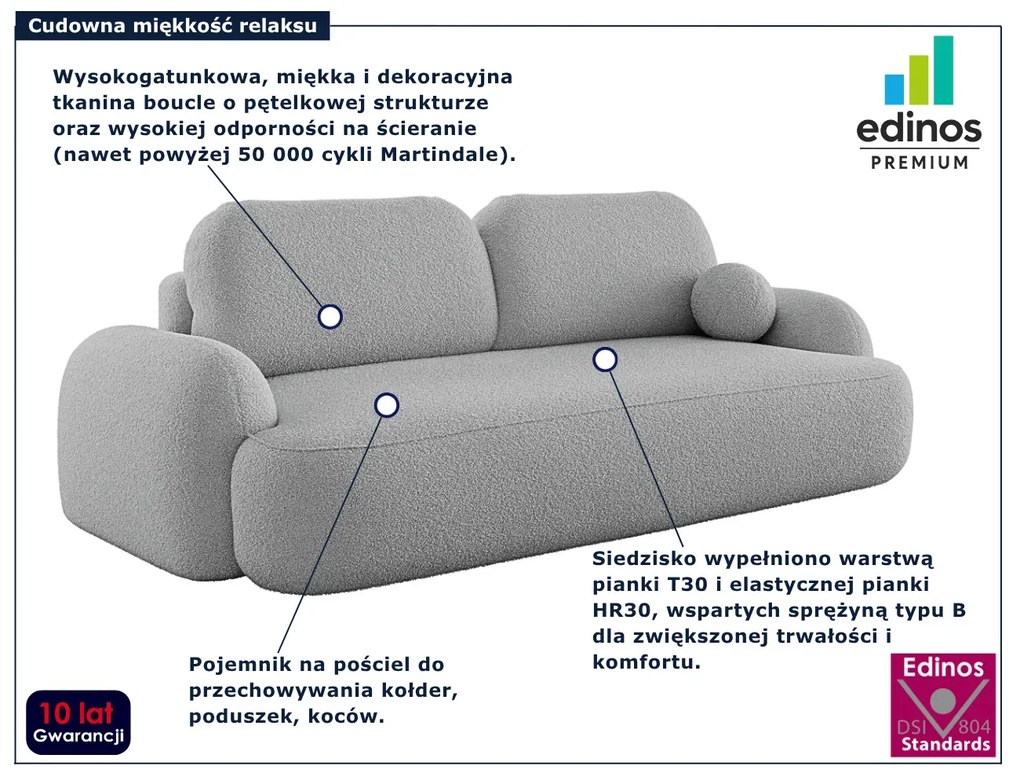Jasnoszara sofa chmurka z funkcją spania R7-A60