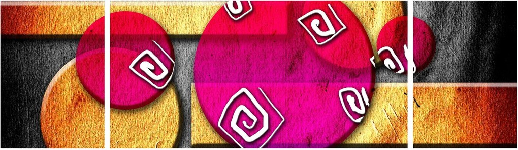Abstrakcyjny obraz z historycznymi symbolami (170x50 cm)