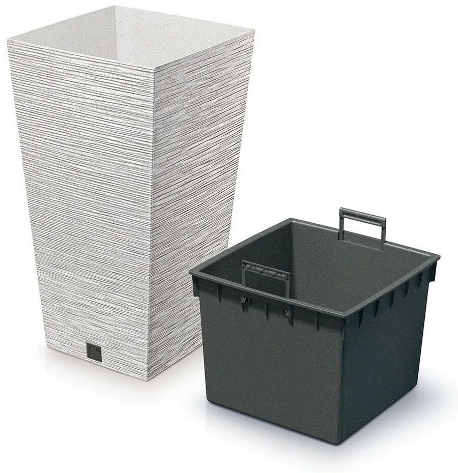 Doniczka FURU SQUARE ECO WOOD z wkładem 30 cm, biały ECO, M