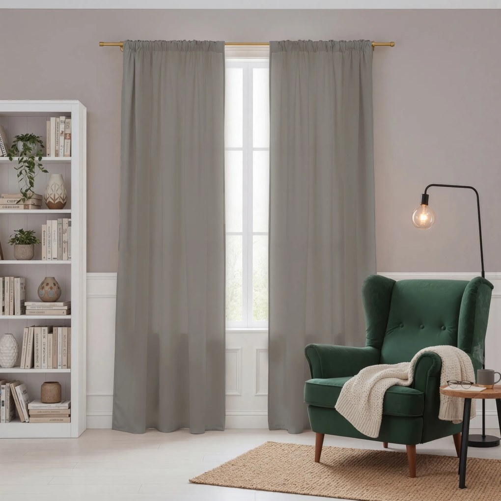 Zasłona gotowa MATOWA szara Oxford Line na taśmie 140x250