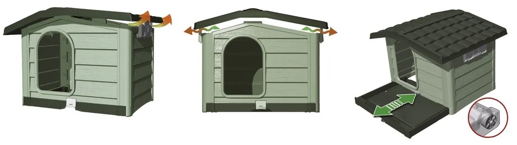 Budka dla psa Bungalow zielona, 89 x 75 x 62 cm