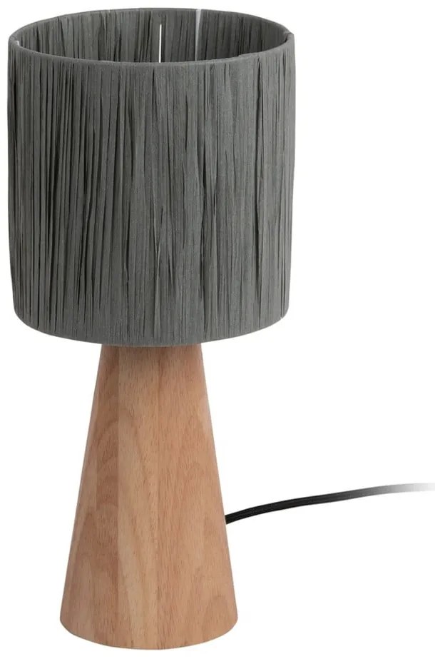 Szaro-naturalna lampa stołowa z kloszem z plecionki papierowej (wys. 33 cm) Sheer Cone – Leitmotiv