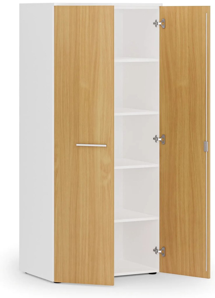Szafa biurowa z drzwiami PRIMO WHITE, 800 x 500 x 1781 mm, biały/buk