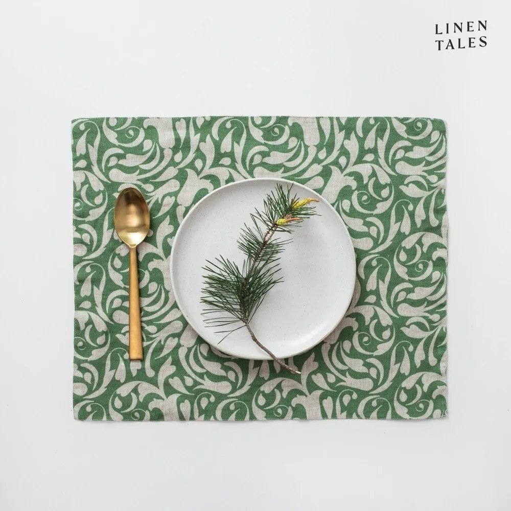 Lniana mata stołowa 35x45 cm Evergreen Damask – Linen Tales