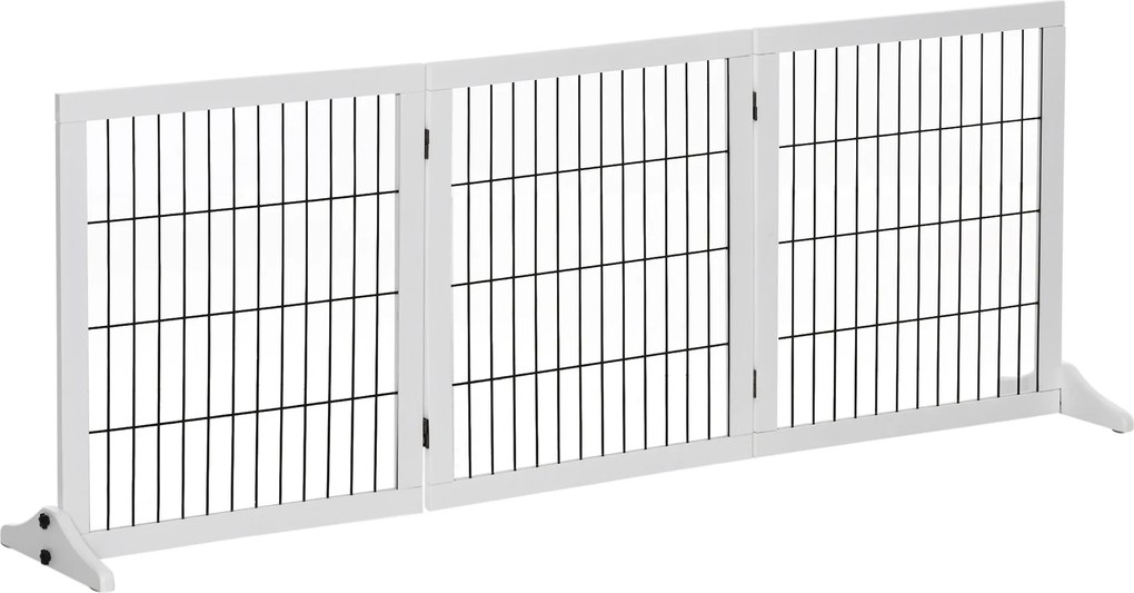PawHut Barierka Ochronna dla Psów Drewniana Bramka Biała Sosnowa 185x36x71cm | Aosom PL