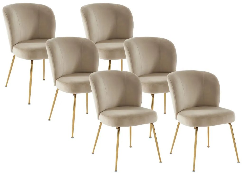Zestaw 6 krzeseł z tkaniny i złoconego metalu - Beżowy - POLPONA autorstwa Pascala MORABITO