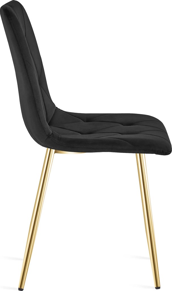 Czarne krzesło do kuchni LIBRA aksamitne ze złotymi nogami