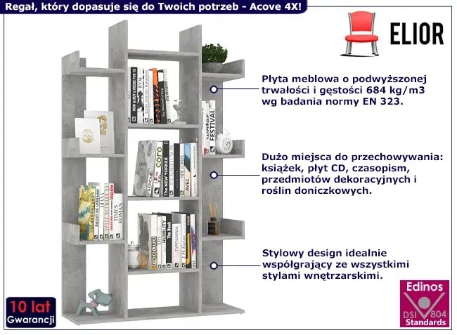 Otwarty regał ze ściankami bocznymi beton Expan