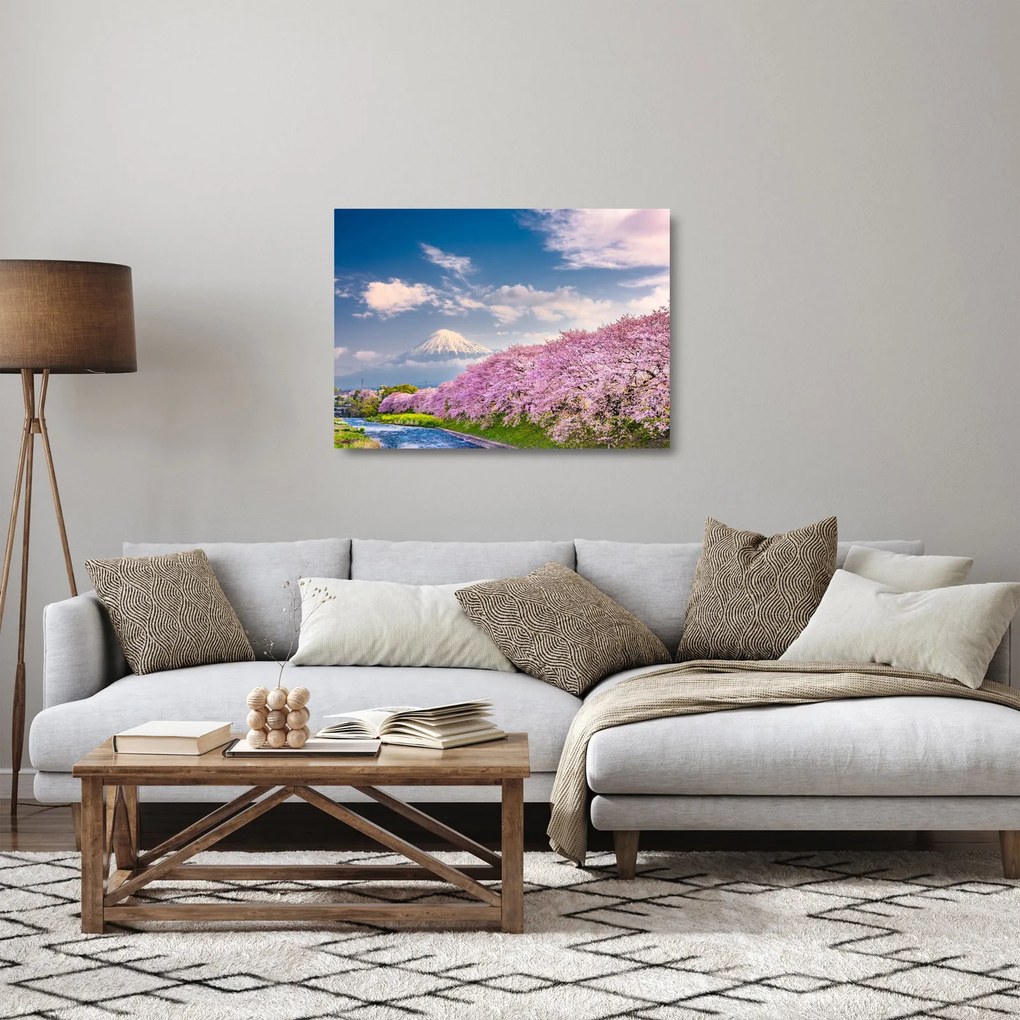Obraz na szkle - Japoński wiosenny krajobraz (70x50 cm)