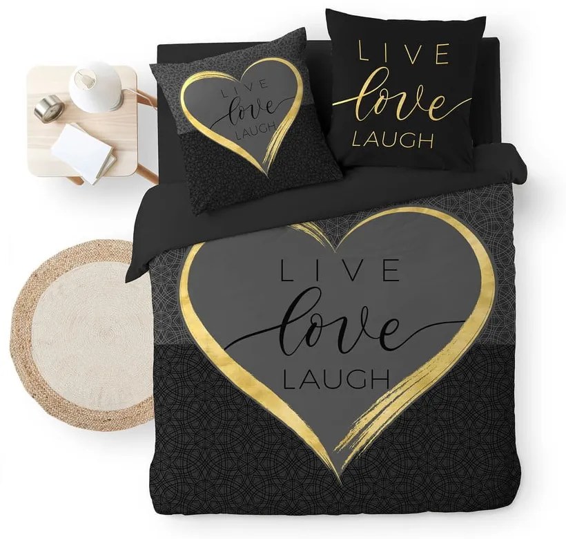 Czarna bawełniana pościel dwuosobowa 200x200 cm Crazy Love – douceur d'intérieur